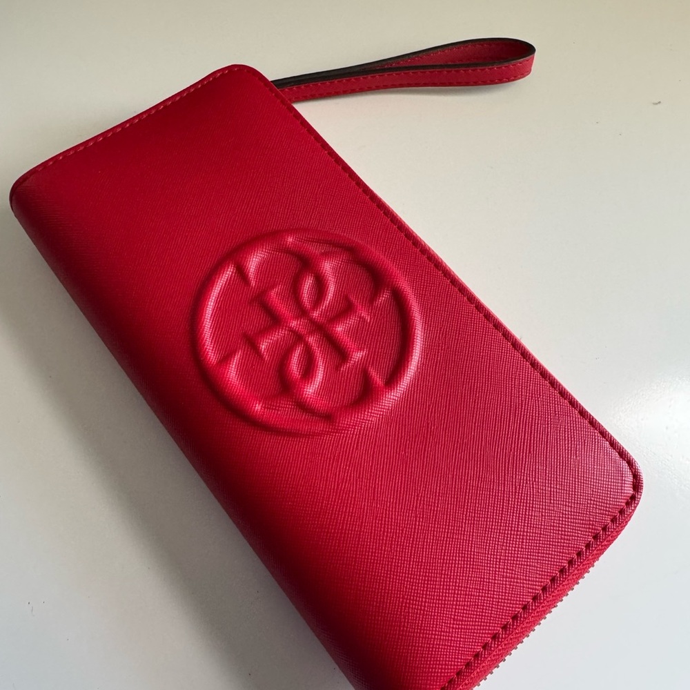 Guess - Red Embossed Leather Wallet